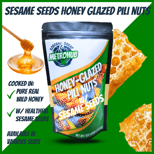 Sesame Coated Honey Glazed Pili Nuts in a Pouch